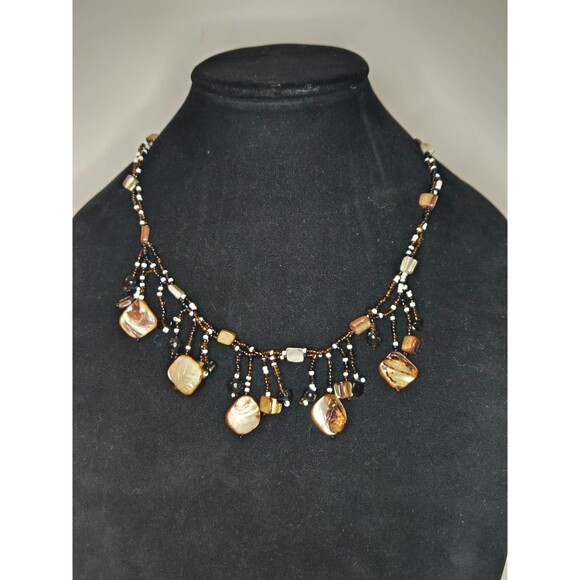 Jewelry - Seed Bead and Shell Necklace Button Clasp